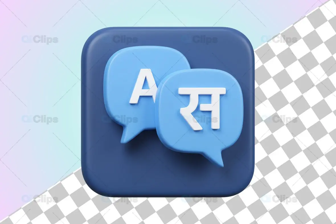 3D Language Translation Icon Illustration