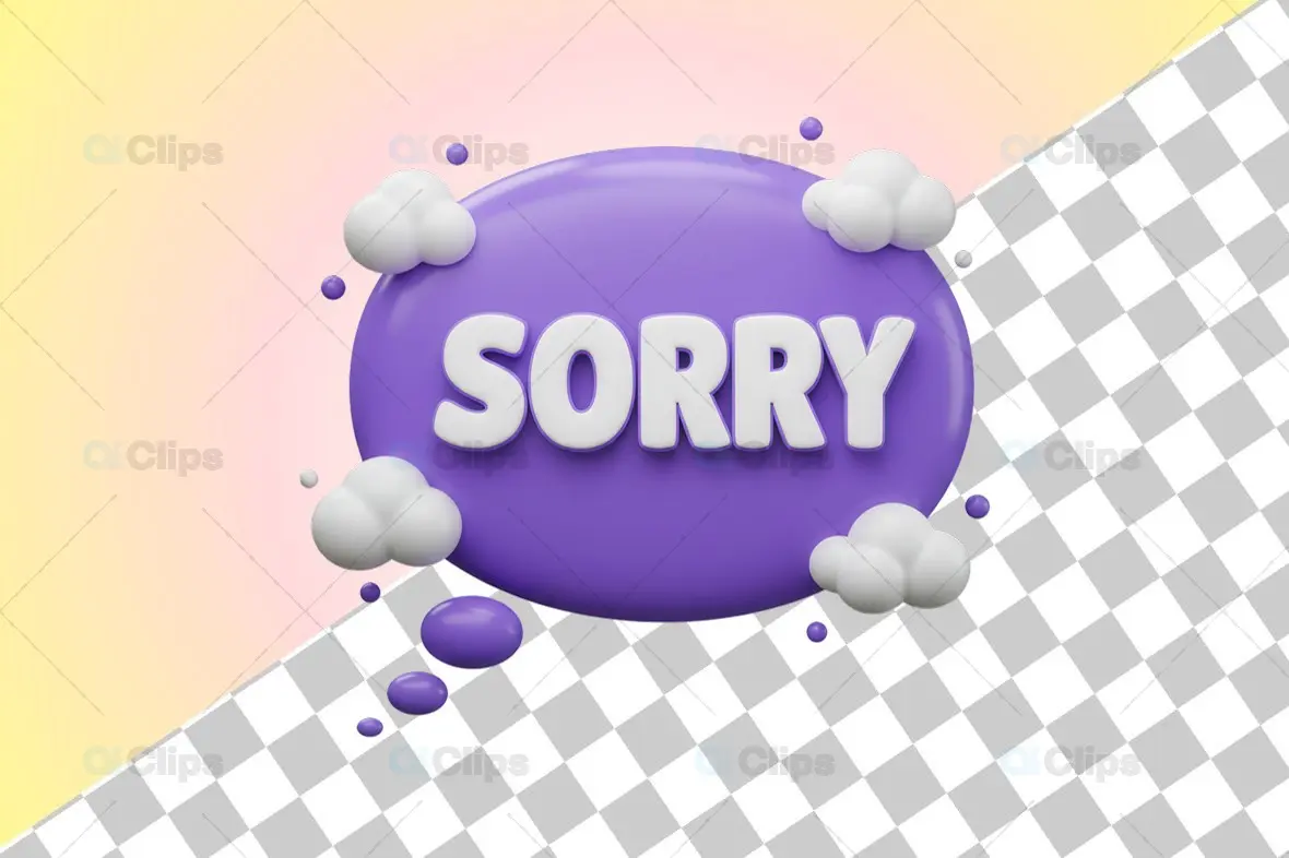 3D Sorry Text Bubble Illustration