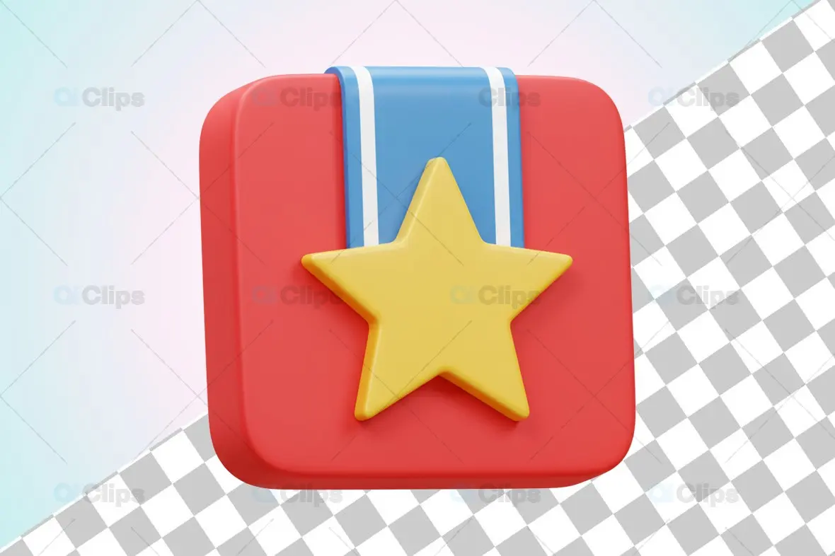 3D Gold Star Medal Award Icon Illustration