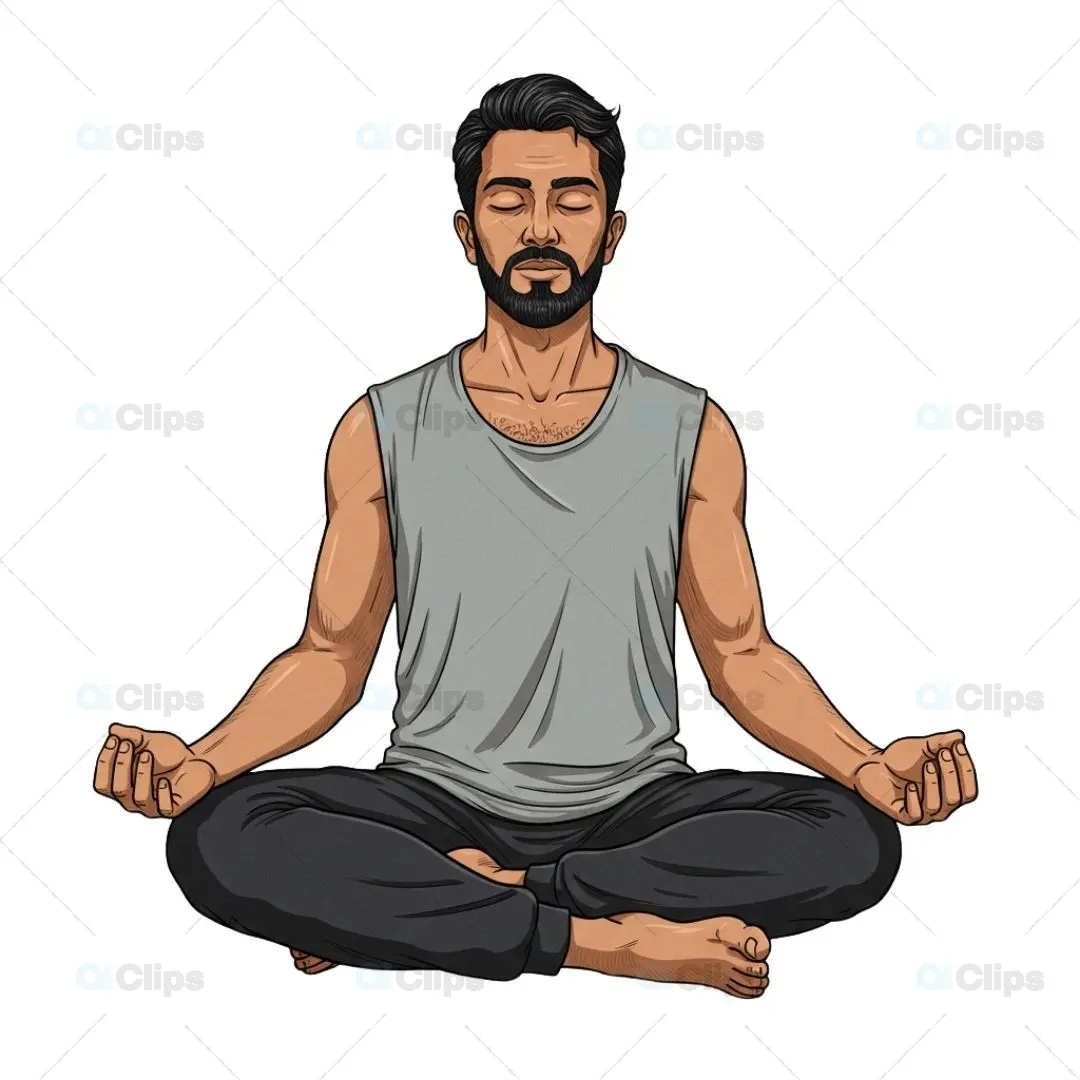 Meditating Man PNG - Tranquil Mindfulness Illustration