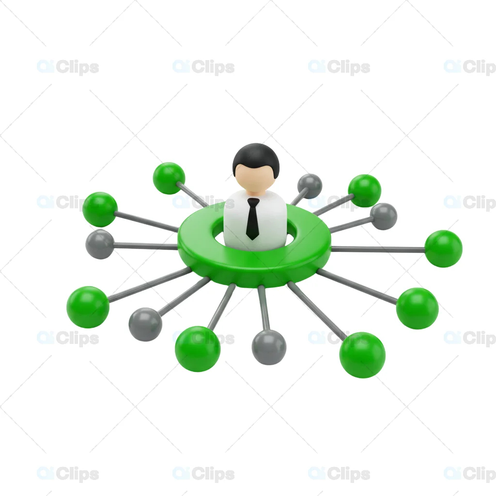 Centralized Networking 3D Illustration