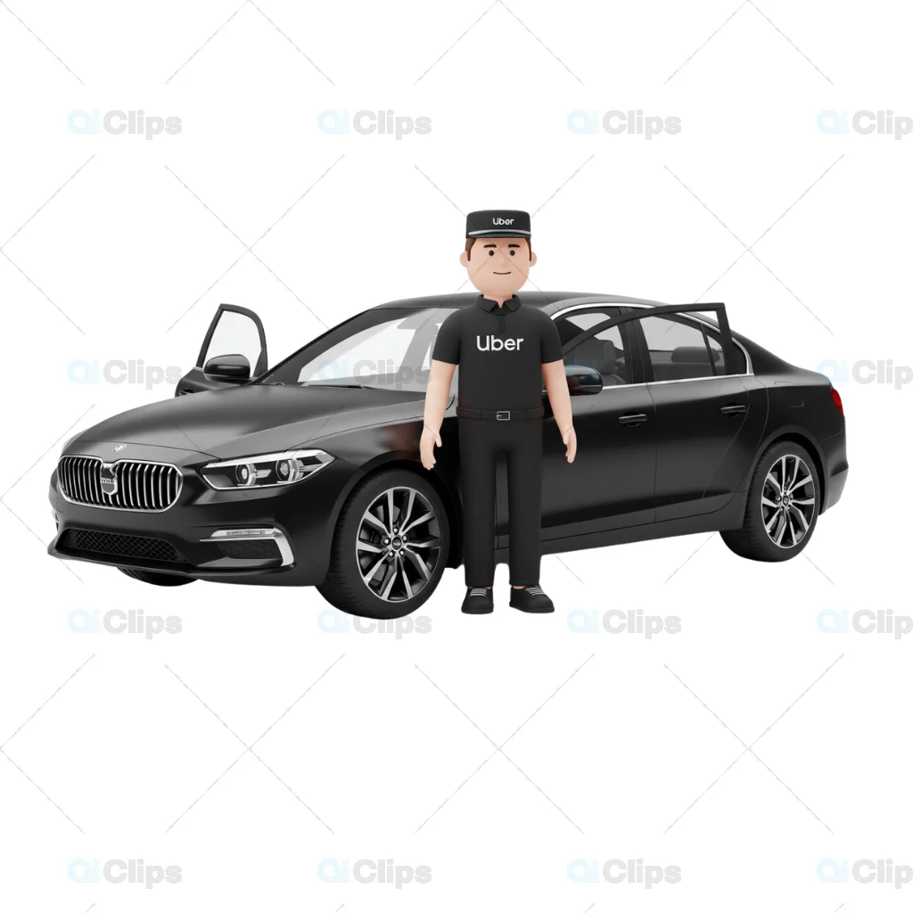 3D Uber Driver with Premium Black Car