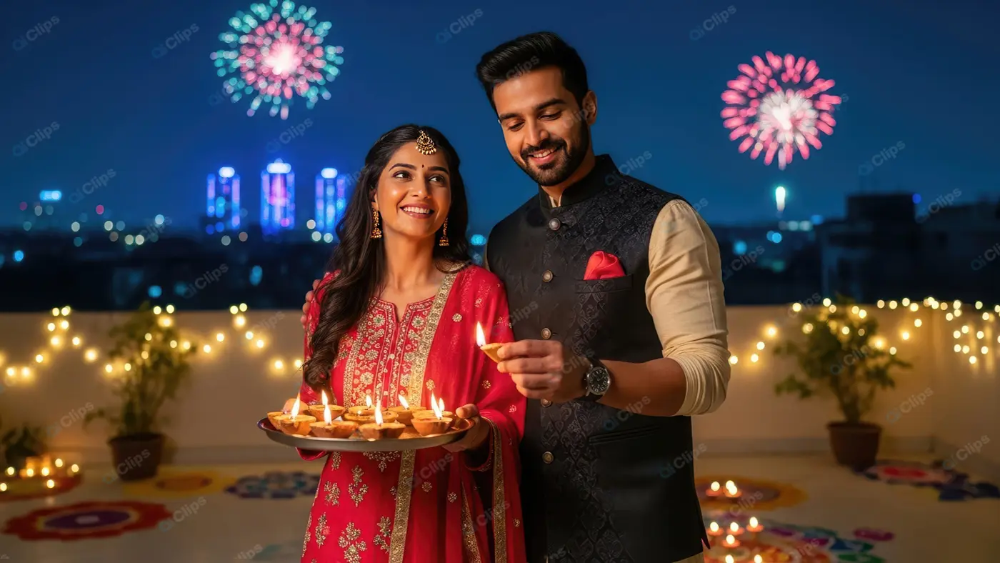 Elegant Couple's Diwali Celebration