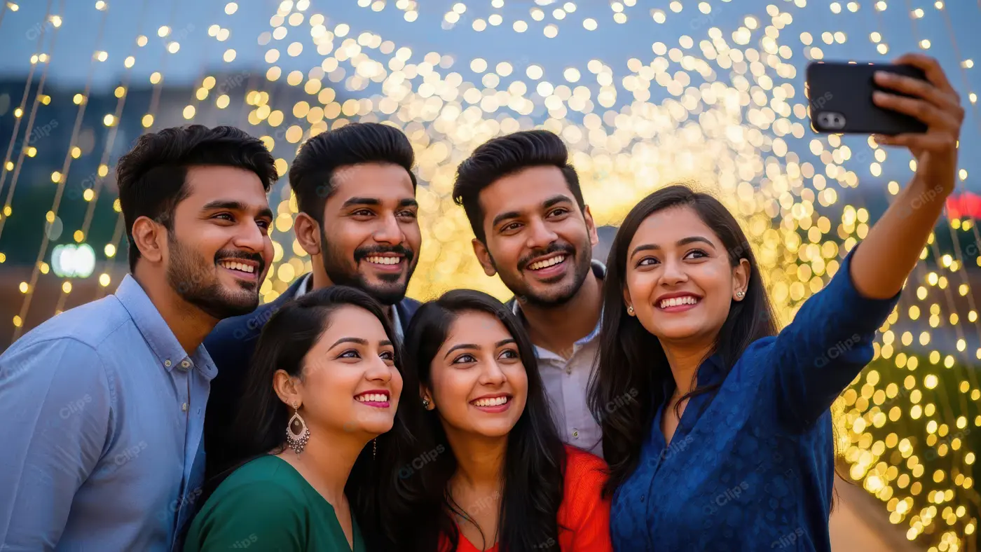 Joyful Friends Taking a Festive Selfie