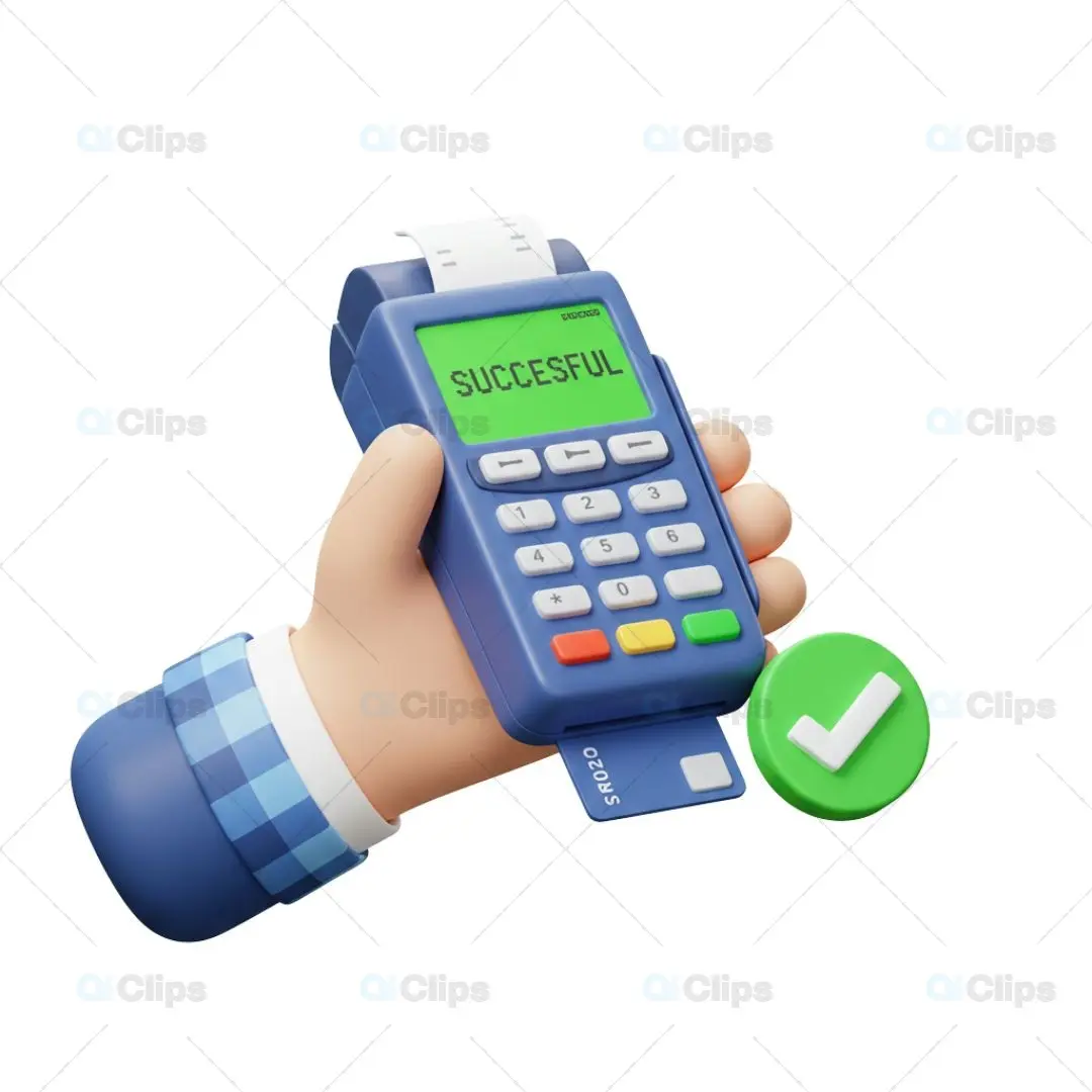 3D POS Machine Payment Successful Illustration