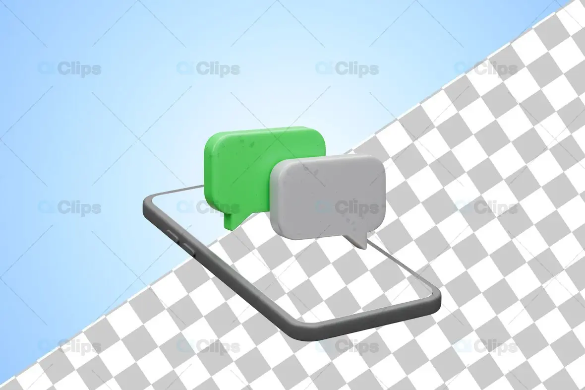 3D Smartphone with Chat Bubbles Mockup
