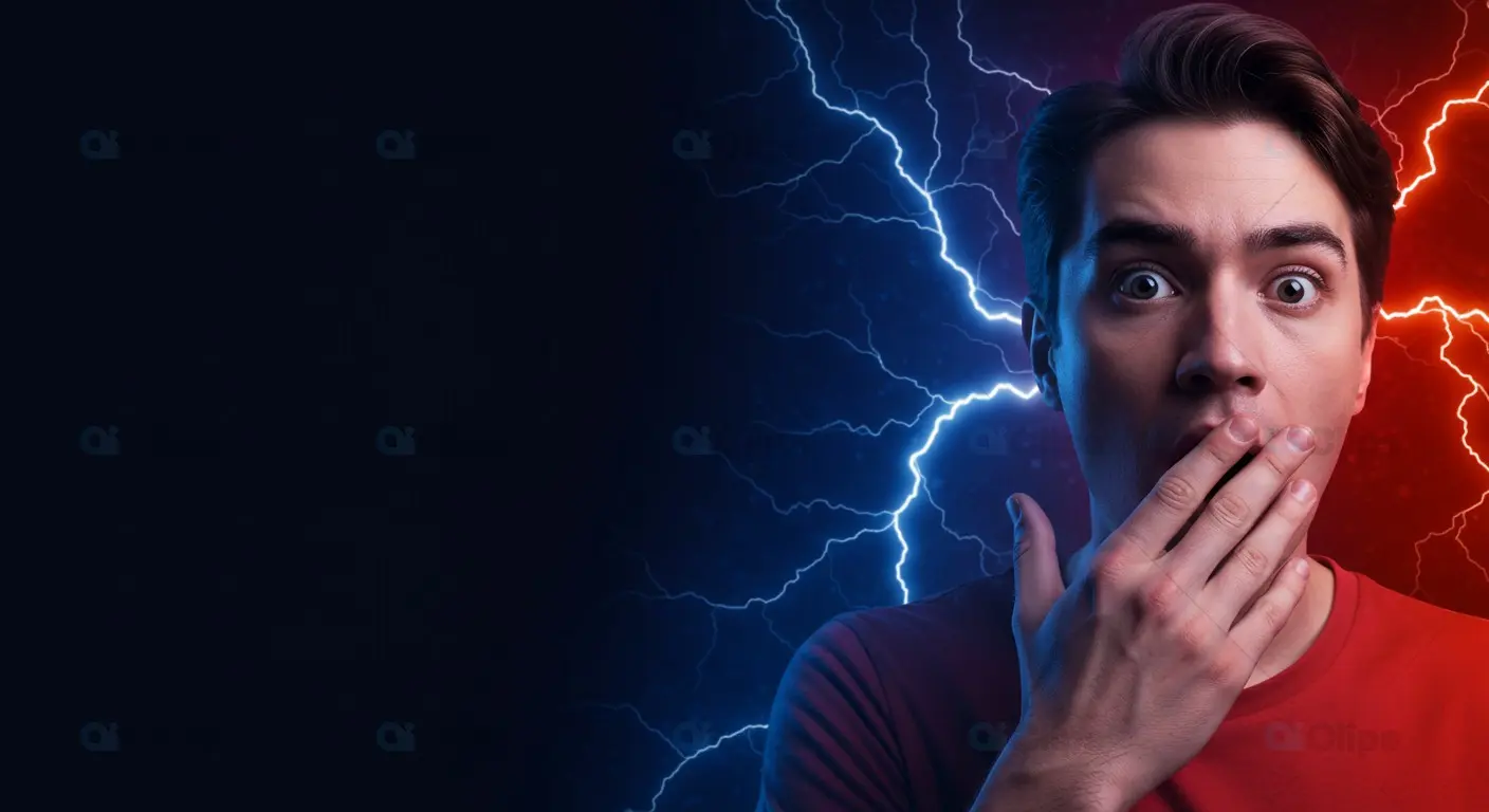 Surprised Man with Lightning Background - Dual Tone Design