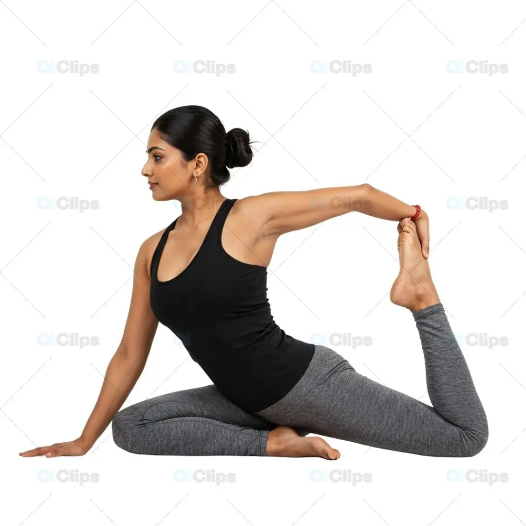 Advanced Yoga Stretch Pose on Transparent Background
