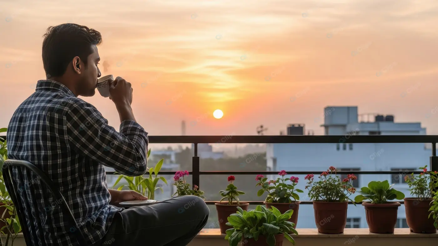 Serene Evening on a City Balcony