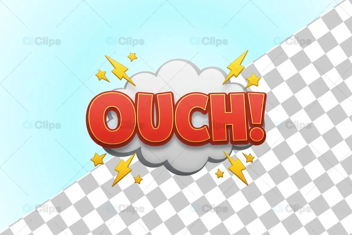 3D Ouch! Comic Effect Illustration
