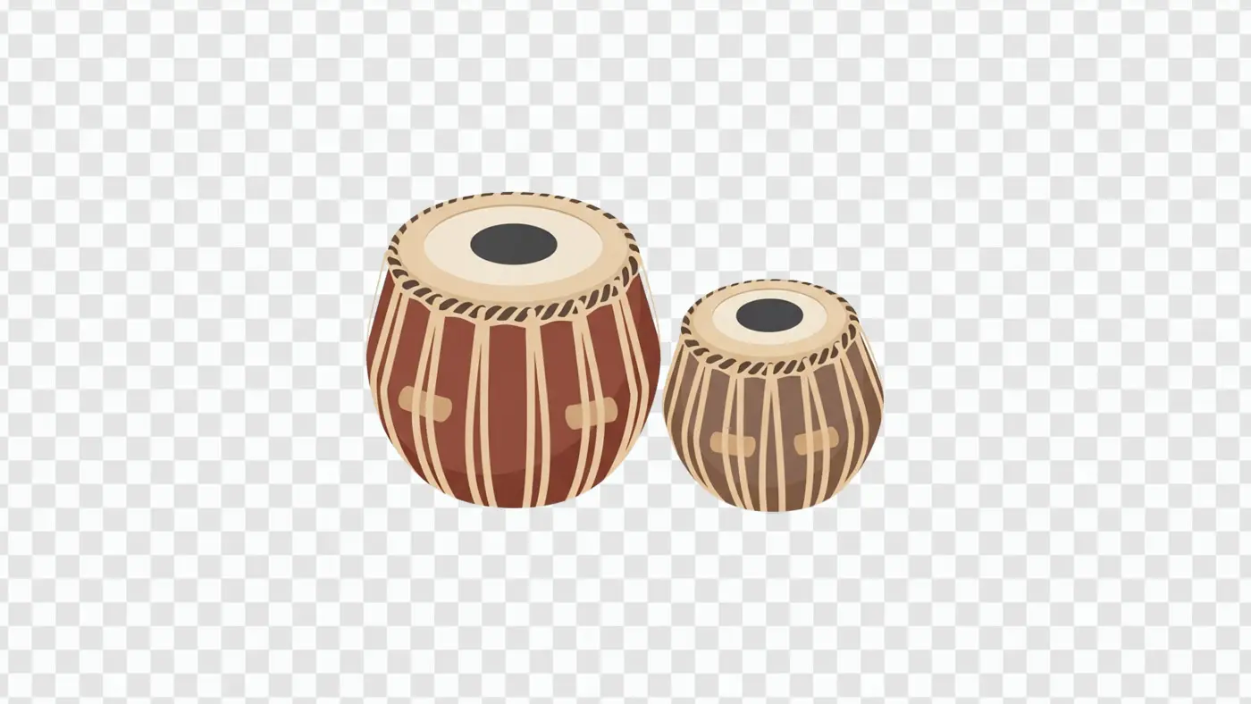 Illustrated Indian Tabla Percussion Drum Set Clipart PNG