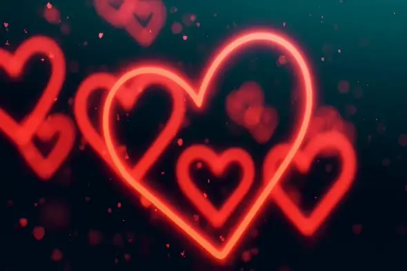 Glowing Red Neon Hearts Background Animation