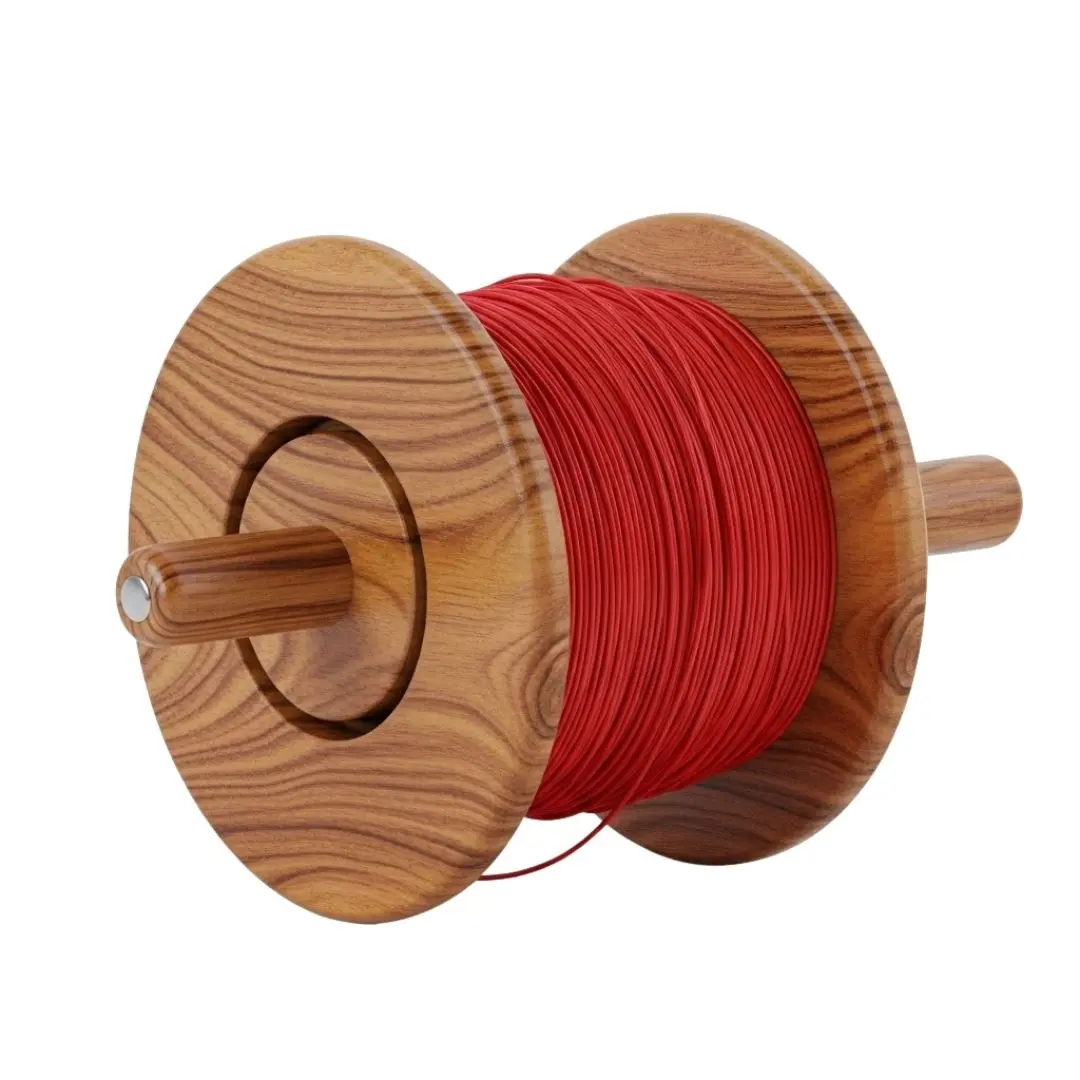 Wooden Kite Flying Spool Firki with Red Thread PNG