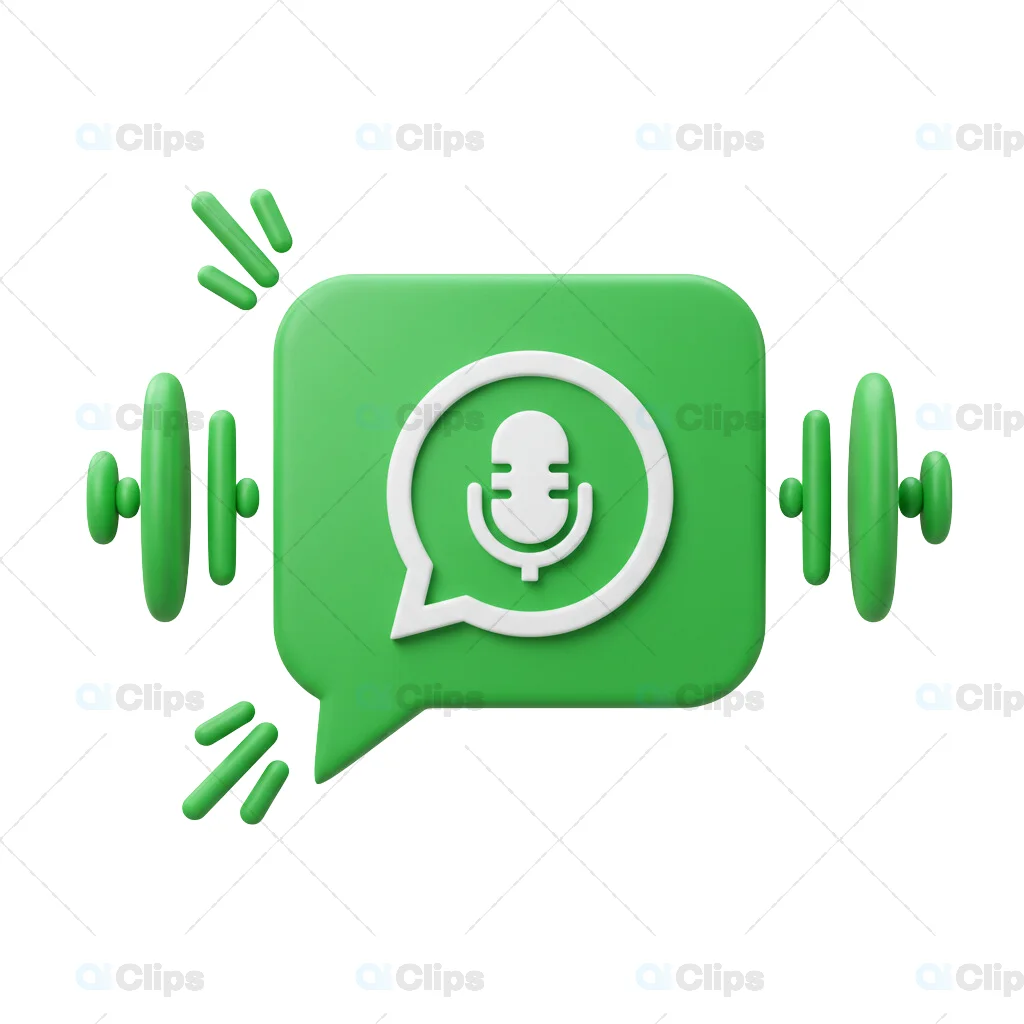 3D WhatsApp Voice Message Icon with Sound Waves