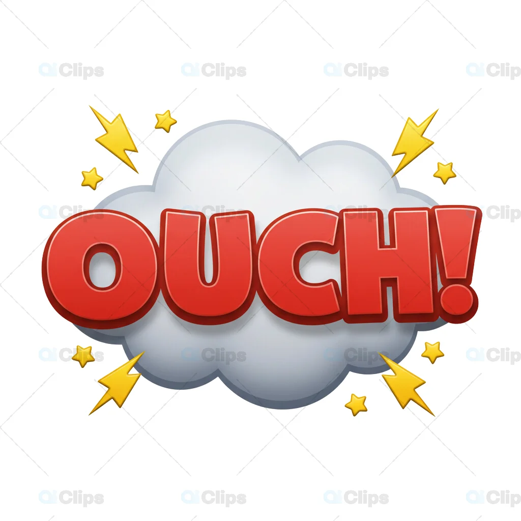 3D Comic "Ouch!" Text Illustration