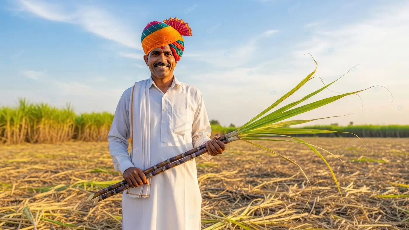Joyful Indian Cultivator with Harvest