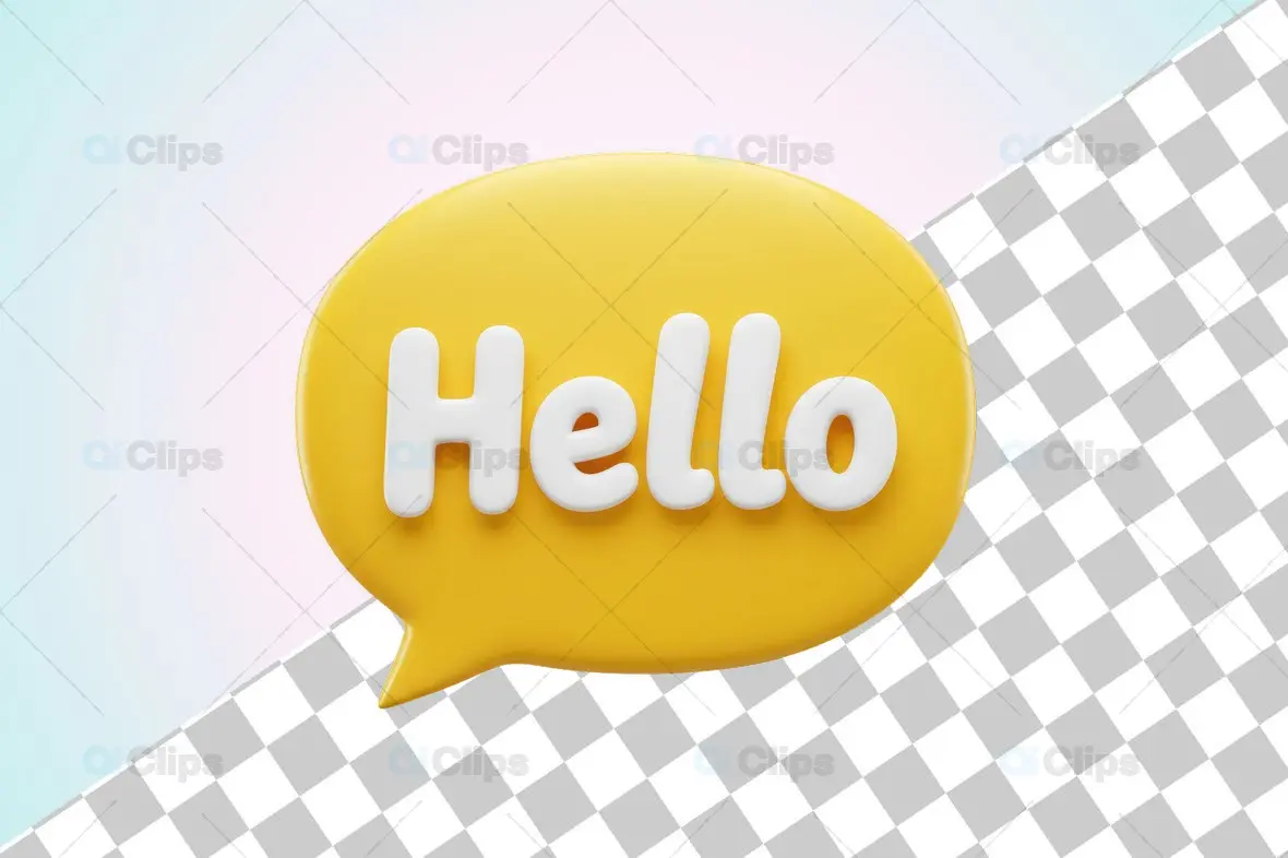 3D "Hello" Speech Bubble Icon