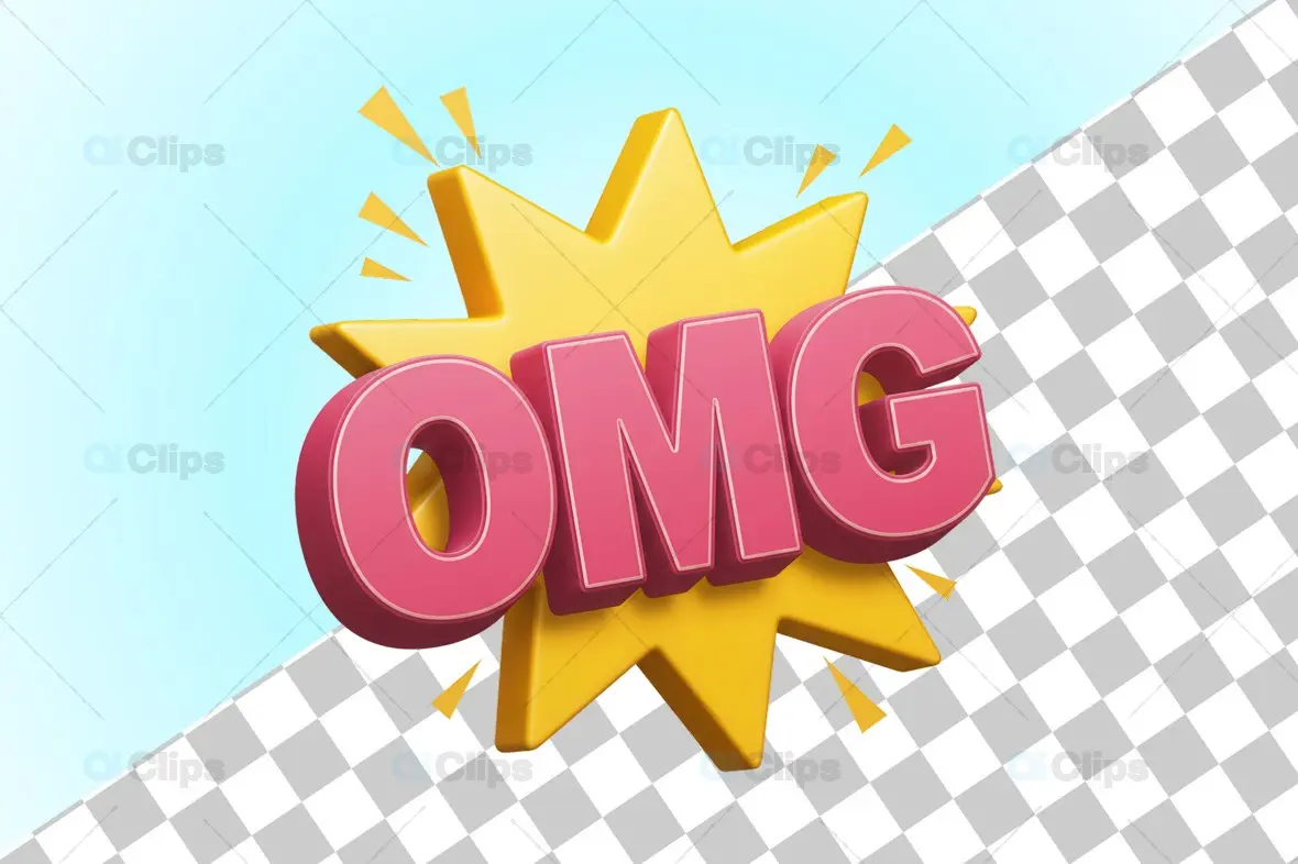 3D "OMG" Comic Explosion Illustration