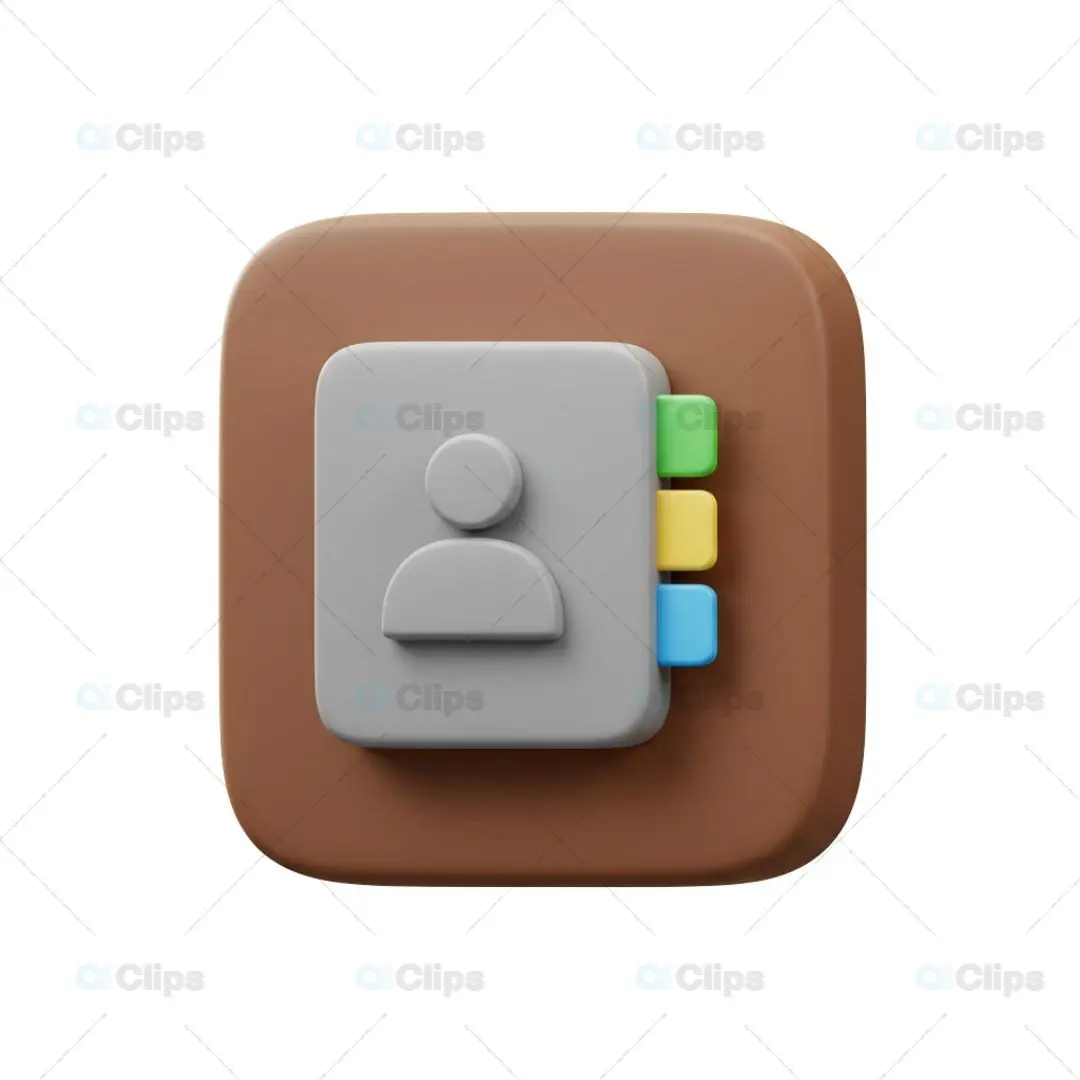 3D Contact Book Icon Illustration