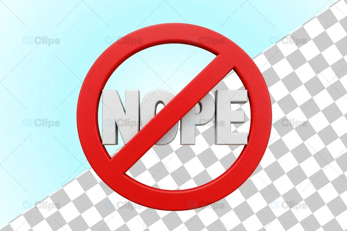 3D "NOPE" Prohibition Symbol