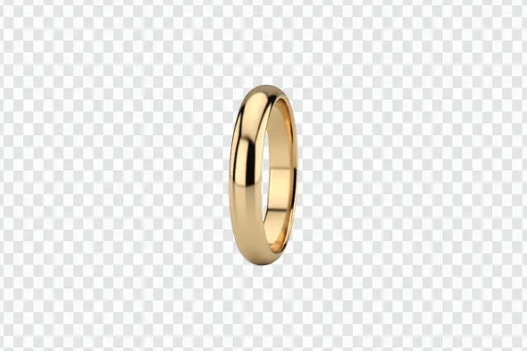 Classic Polished Yellow Gold Wedding Band Ring Clipart PNG