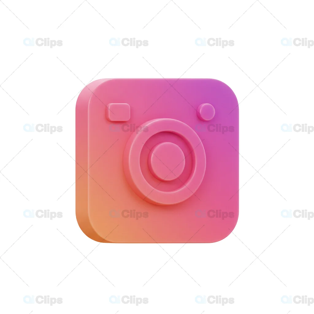 3D Instagram Icon with Gradient Pink and Purple Effect