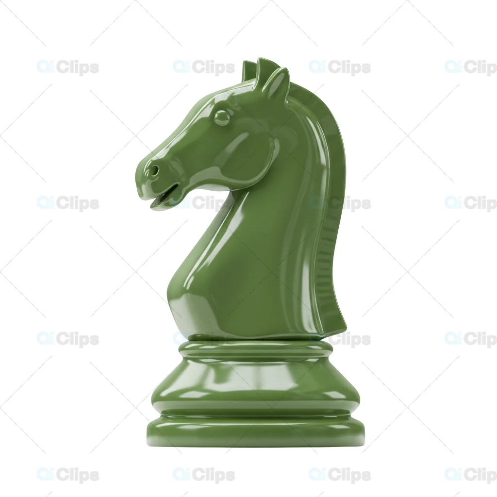 Glossy Green Chess Knight Piece 3D Render