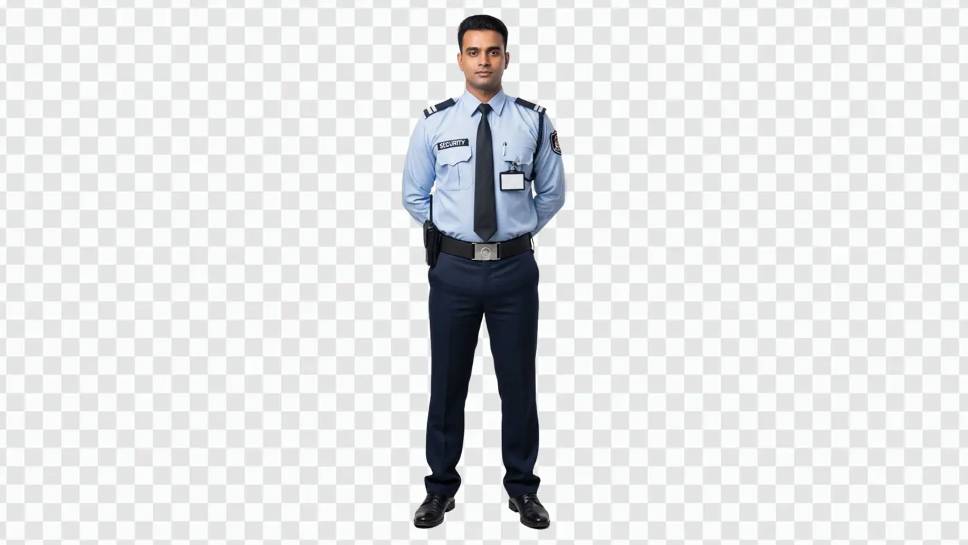 Alert Young Indian Security Officer on Duty PNG