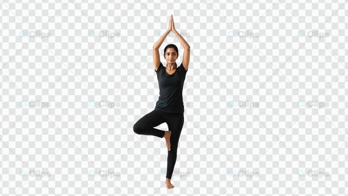 Yoga Tree Pose on Transparent Background