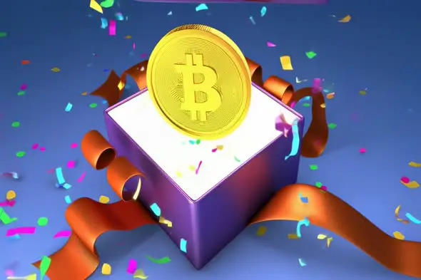 Bitcoin Celebration Gift Box with Confetti Animation