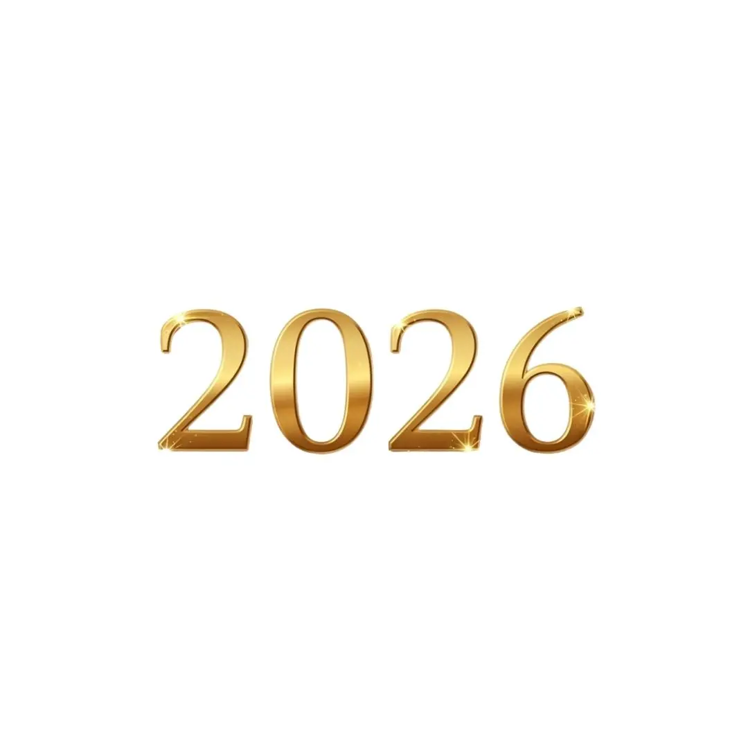 Elegant Sparkling Golden 2026 New Year Text Clipart PNG