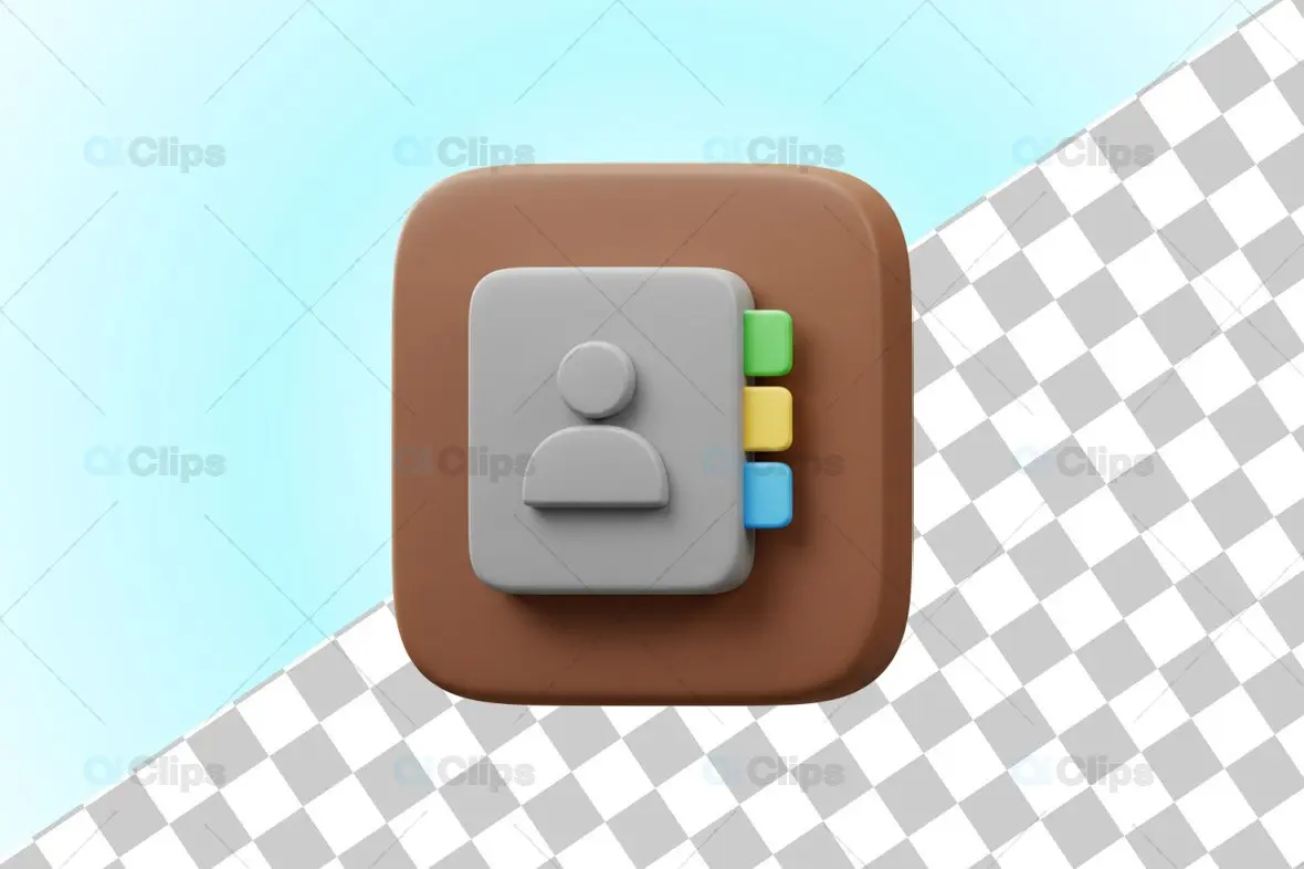 3D Contact Book Icon Illustration