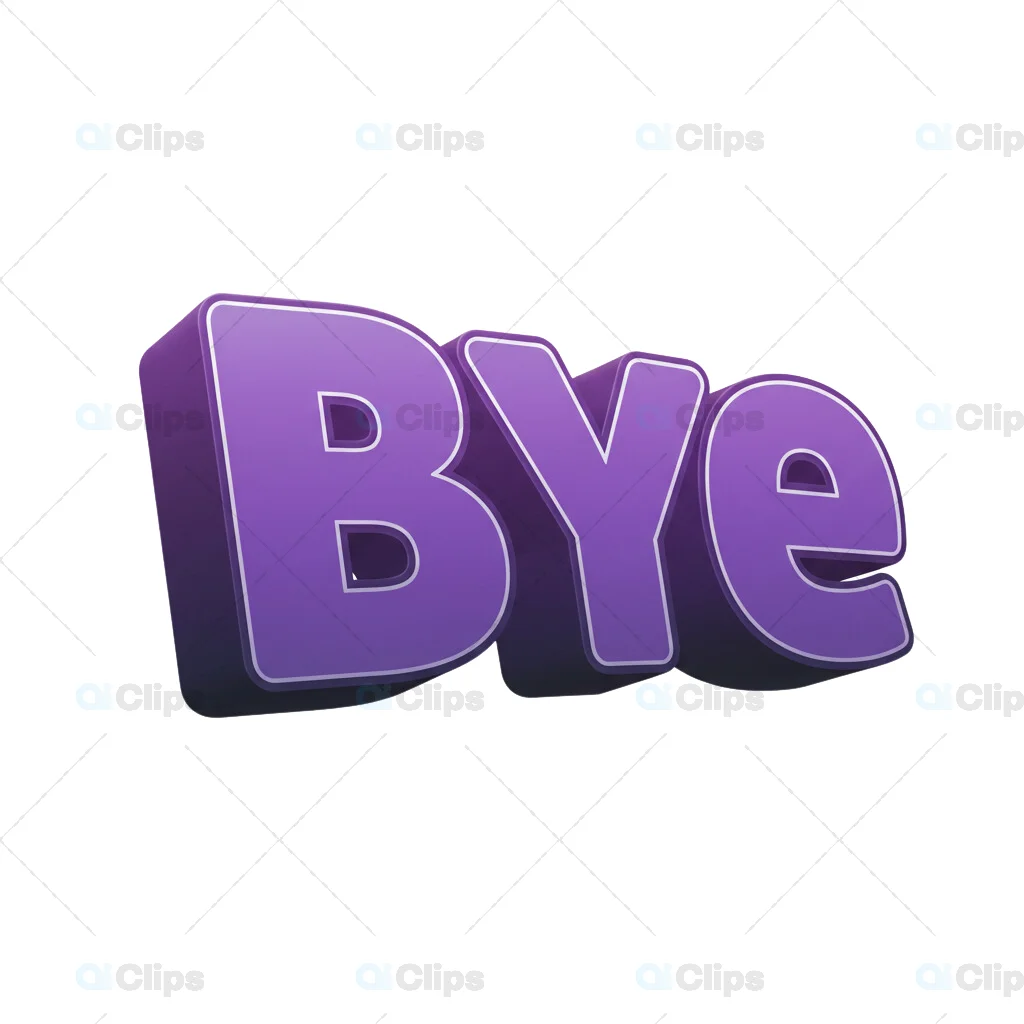 3D "Bye" Text Icon in Gradient Purple