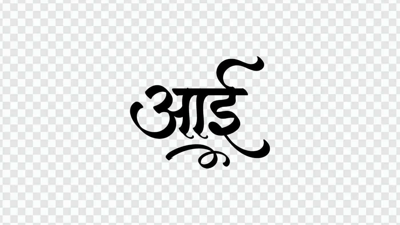 Bold Aai Hindi Marathi Calligraphy Mother Text Clipart PNG