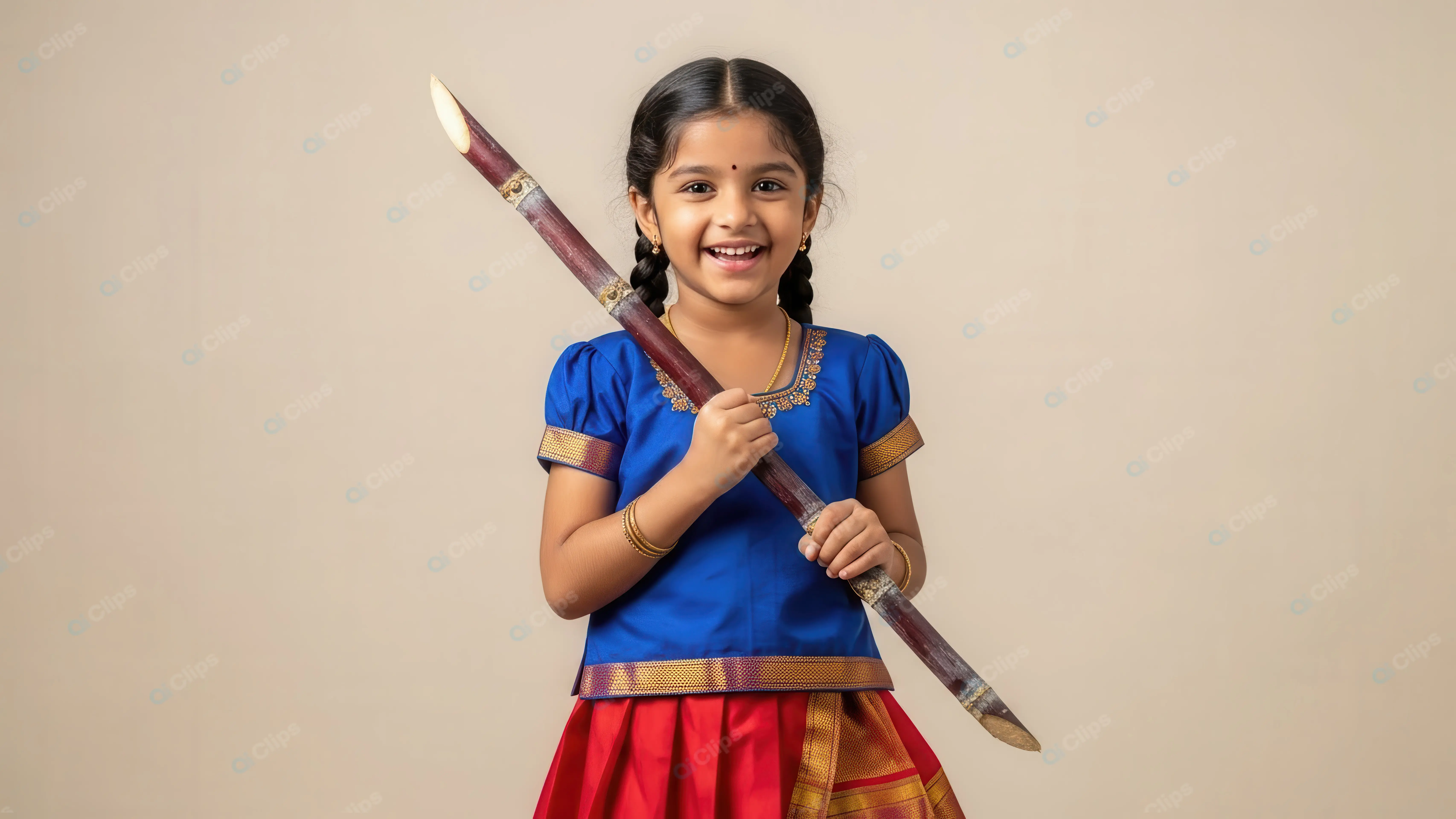 Smiling Girl in Traditional Pongal Attire