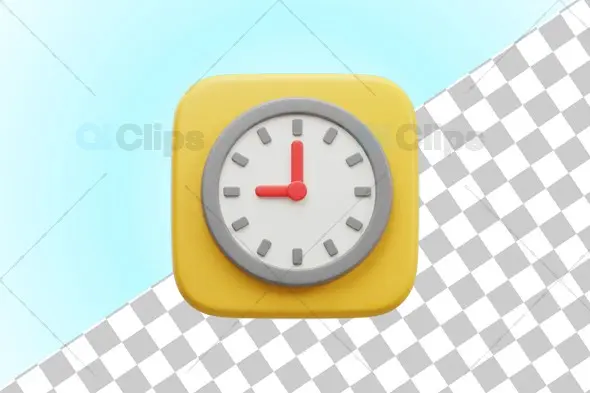 3D Clock Icon Illustration