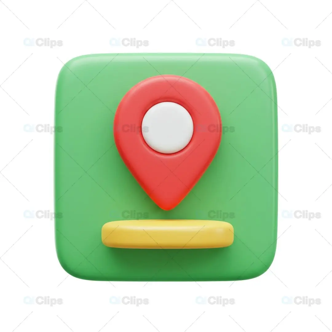 3D Location Pin Map Icon Illustration