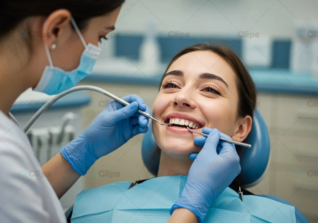 Smiling Woman at Dentist A Positive Dental Care Experience