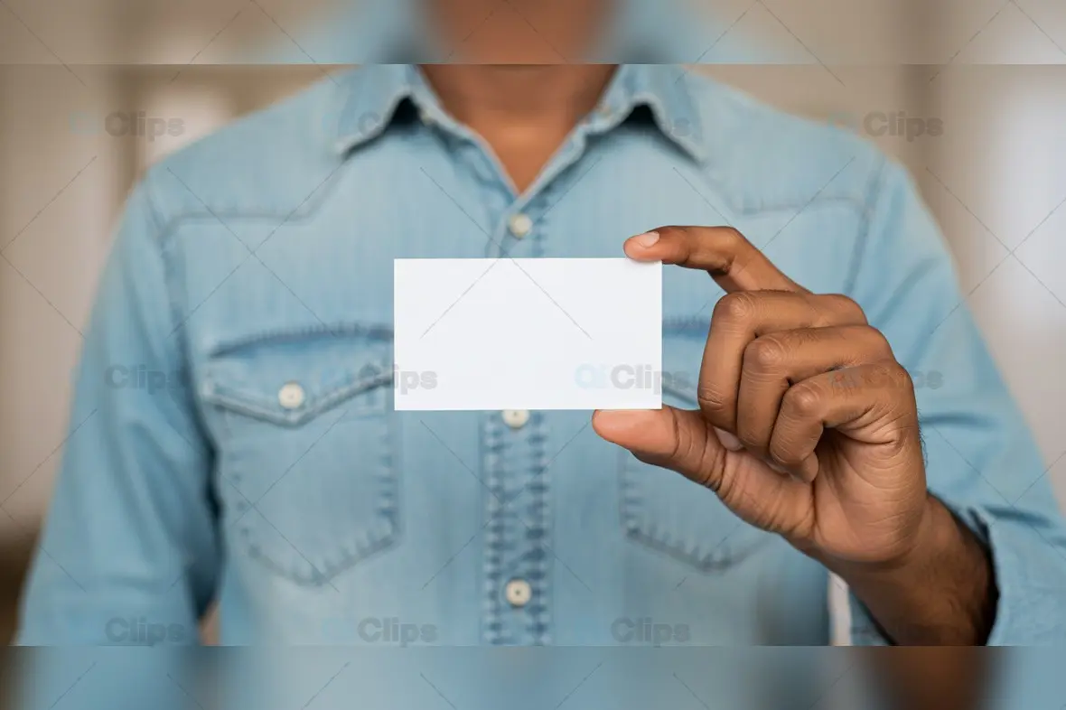 Blank Business Card Mockup Man Holding Card