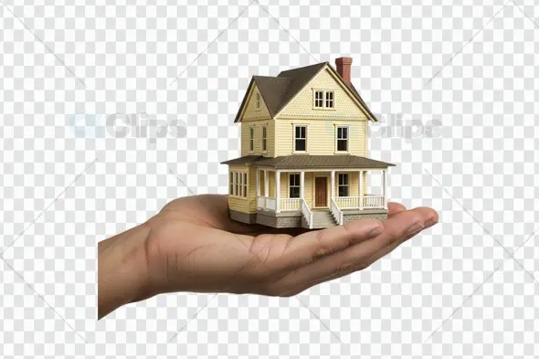 Miniature Victorian House Model Held in Open Palm