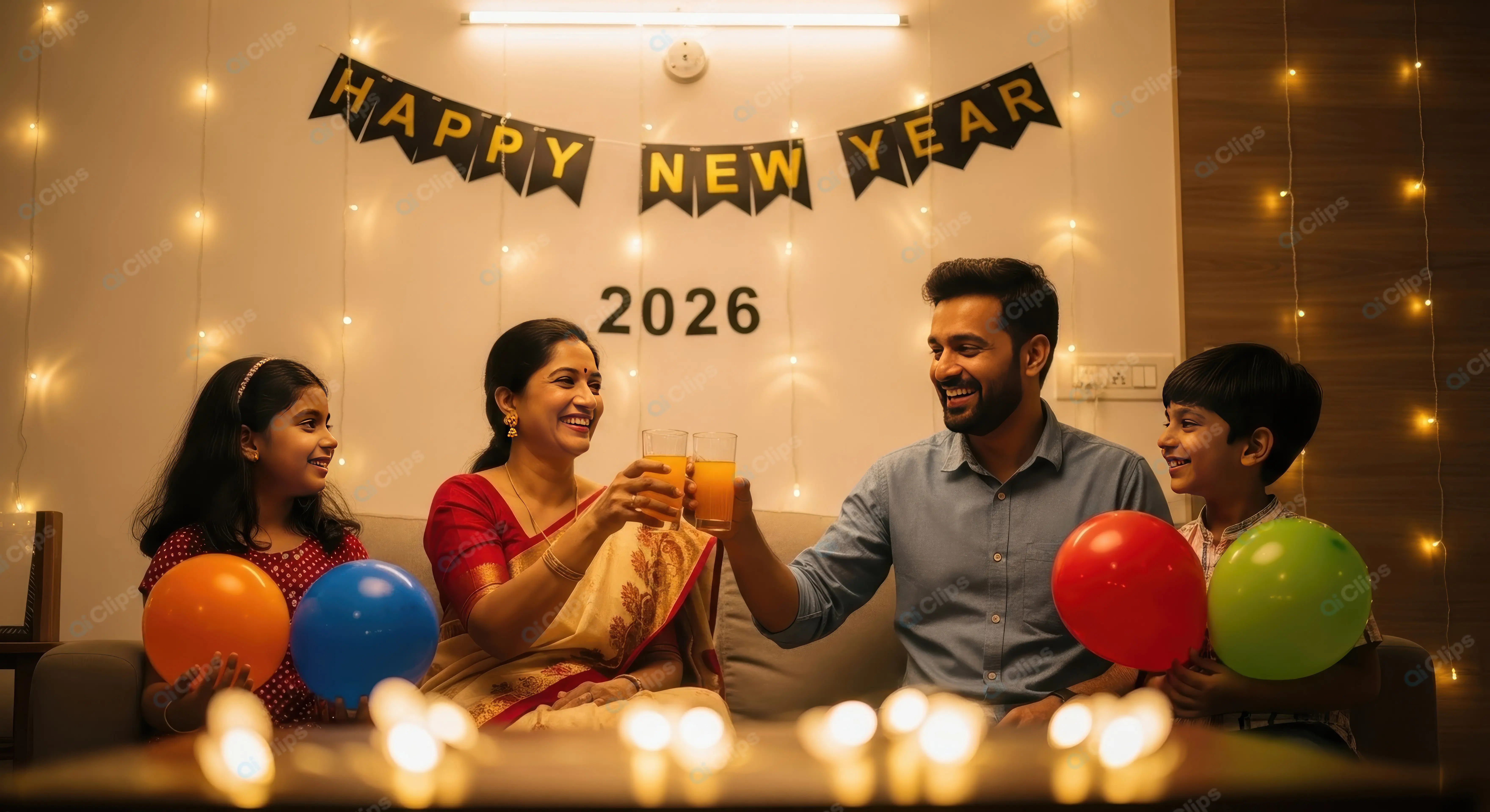 Joyous Family New Year Celebration at Home
