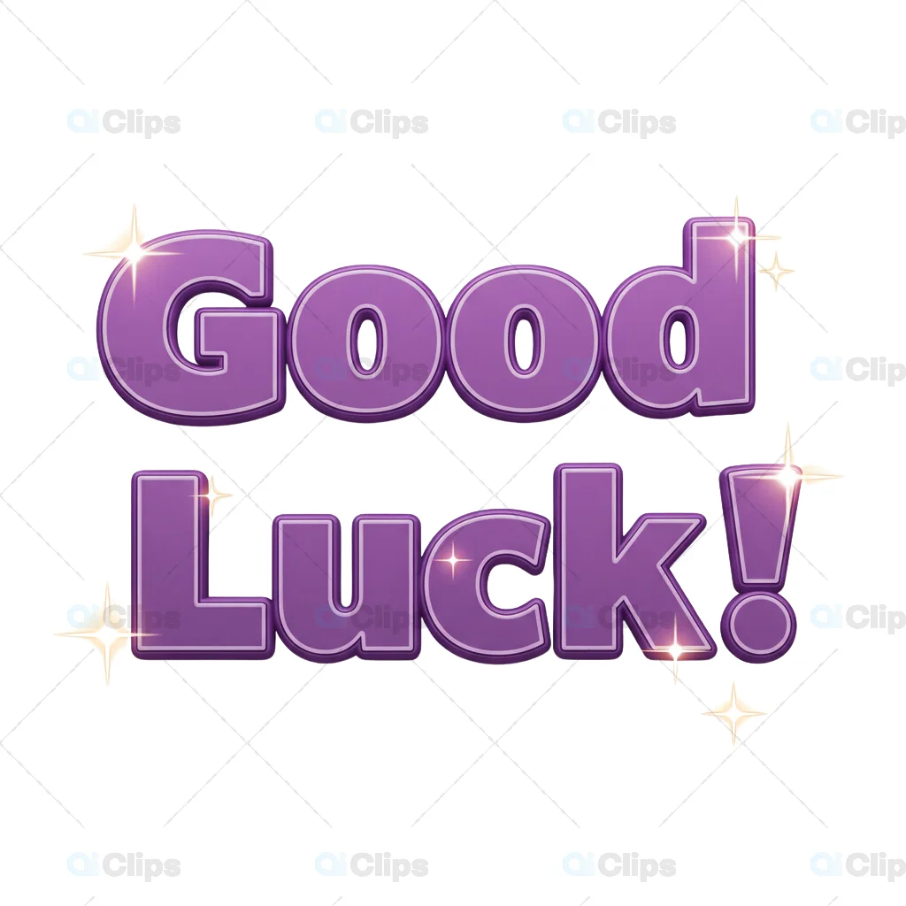 3D "Good Luck!" Text Icon with Sparkles
