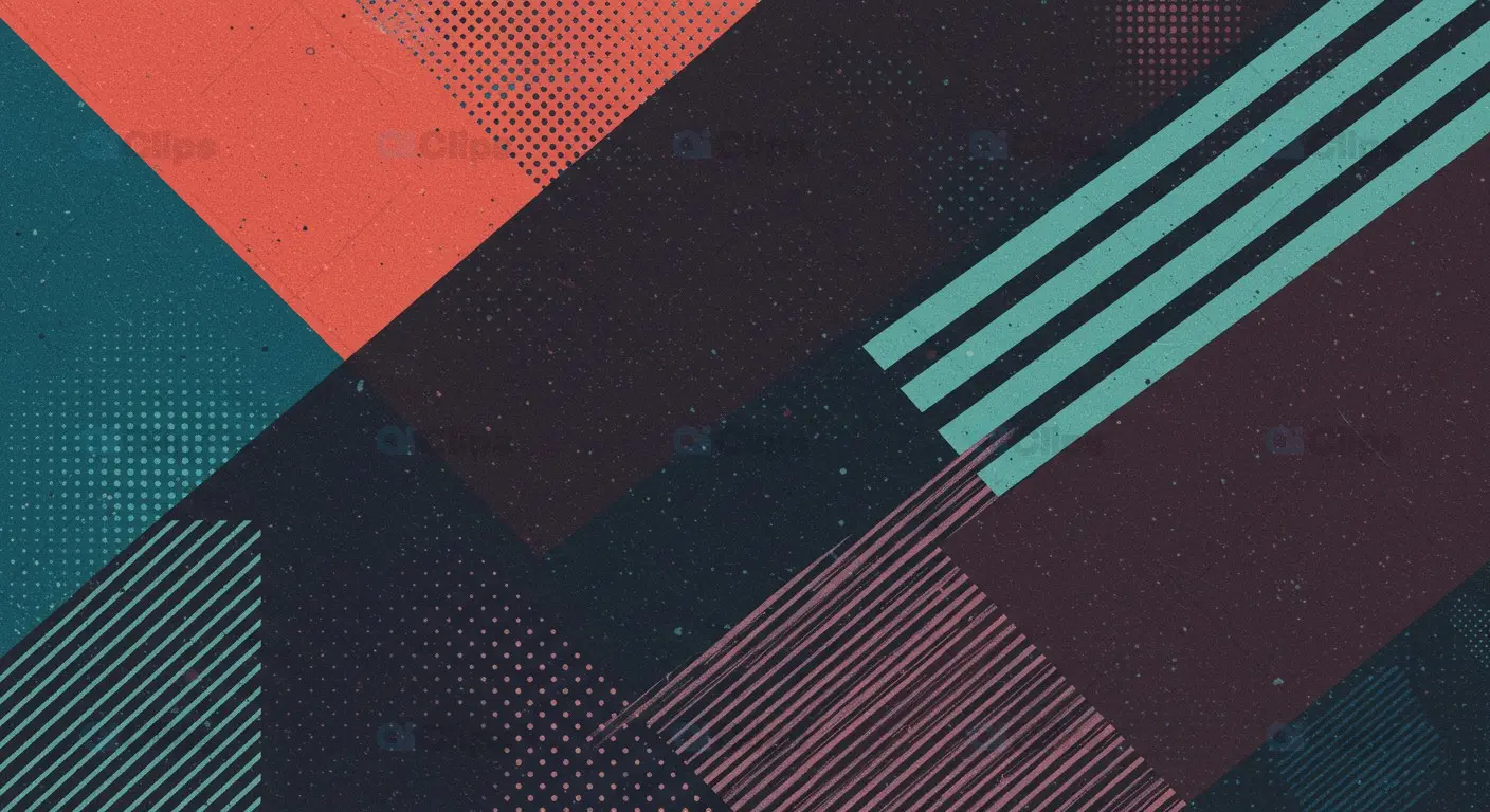 Modern Geometric Abstract Texture in Teal and Coral