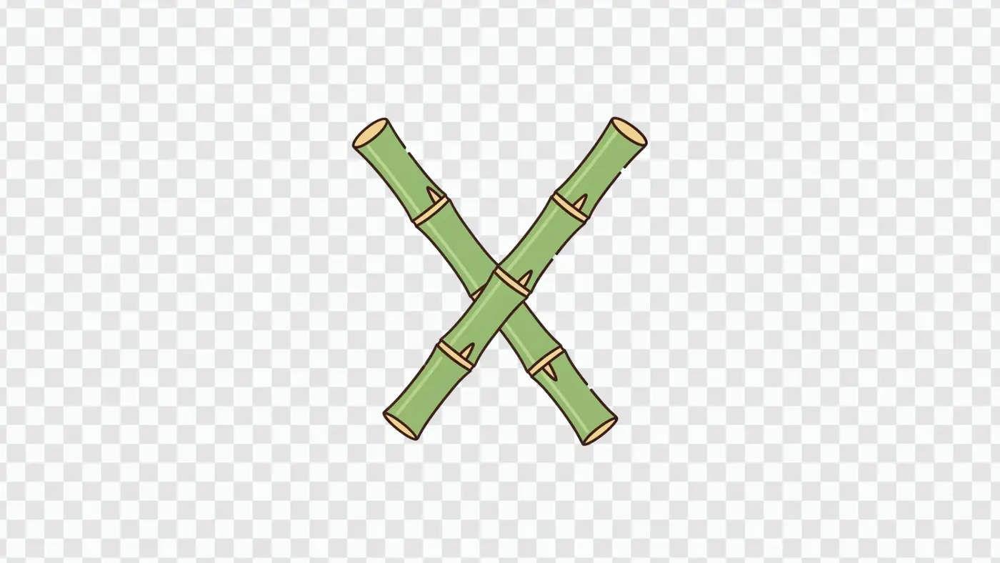 Crossed Sugarcane Stalks for Pongal Festival Clipart PNG