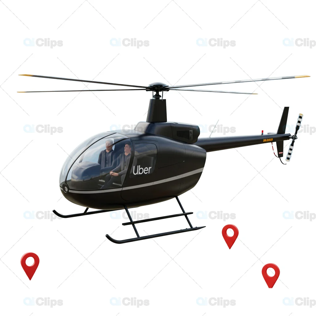 Uber Helicopter Service 3D Illustration