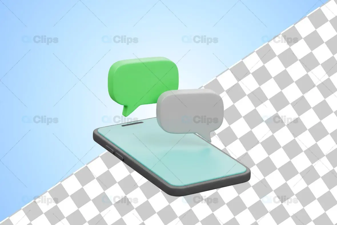 3D Smartphone with Floating Message Bubbles
