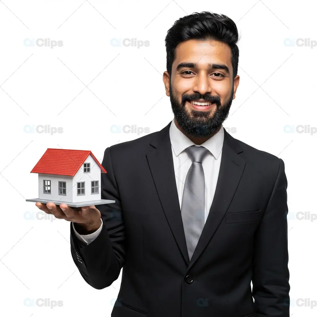 Real Estate Agent Man Presenting Home Ownership Opportunity