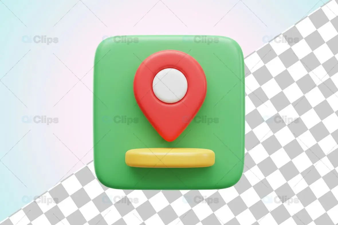 3D Location Pin Map Icon Illustration