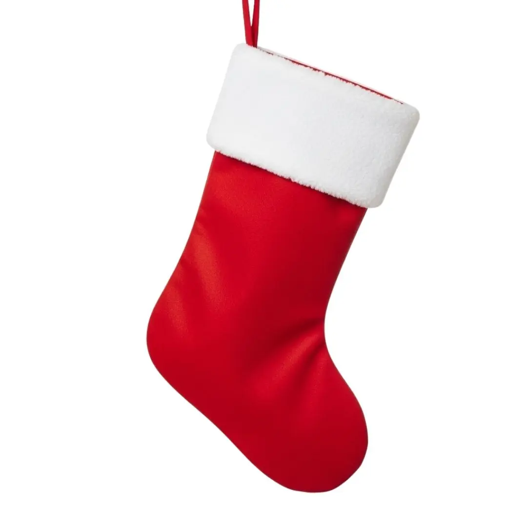 Realistic Hanging Red Christmas Stocking Clipart PNG File