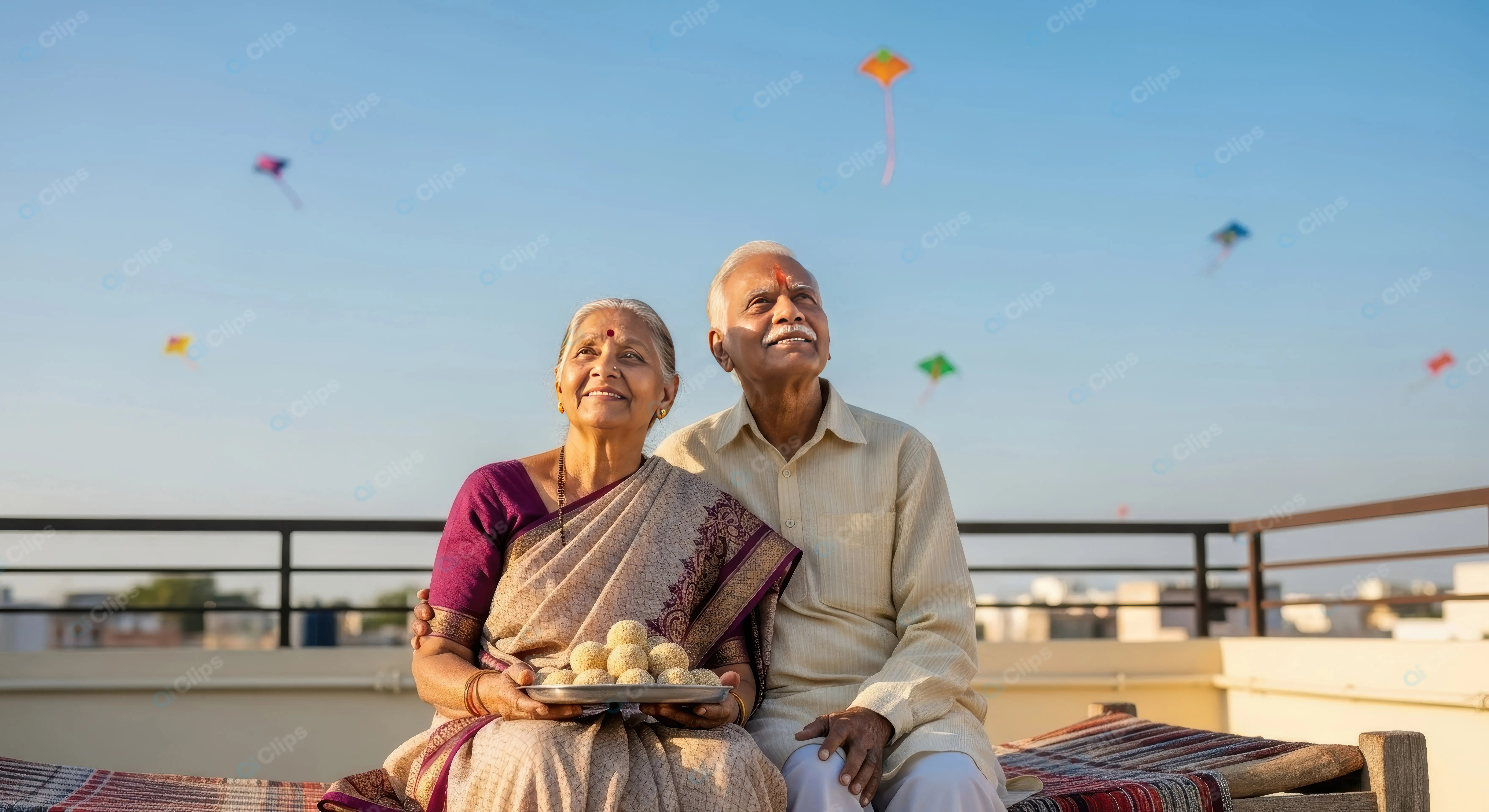 Joyful Seniors on a Festive Rooftop